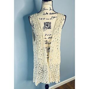 New Daytrip by Buckle Women's Large XL Cream Open Front Cardigan Duster Weave